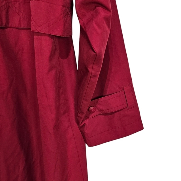 VTG L.L. Bean Long Trench Coat Sz Medium Burgundy Outdoor 80s 90s Nylon Jacket - Picture 12 of 14